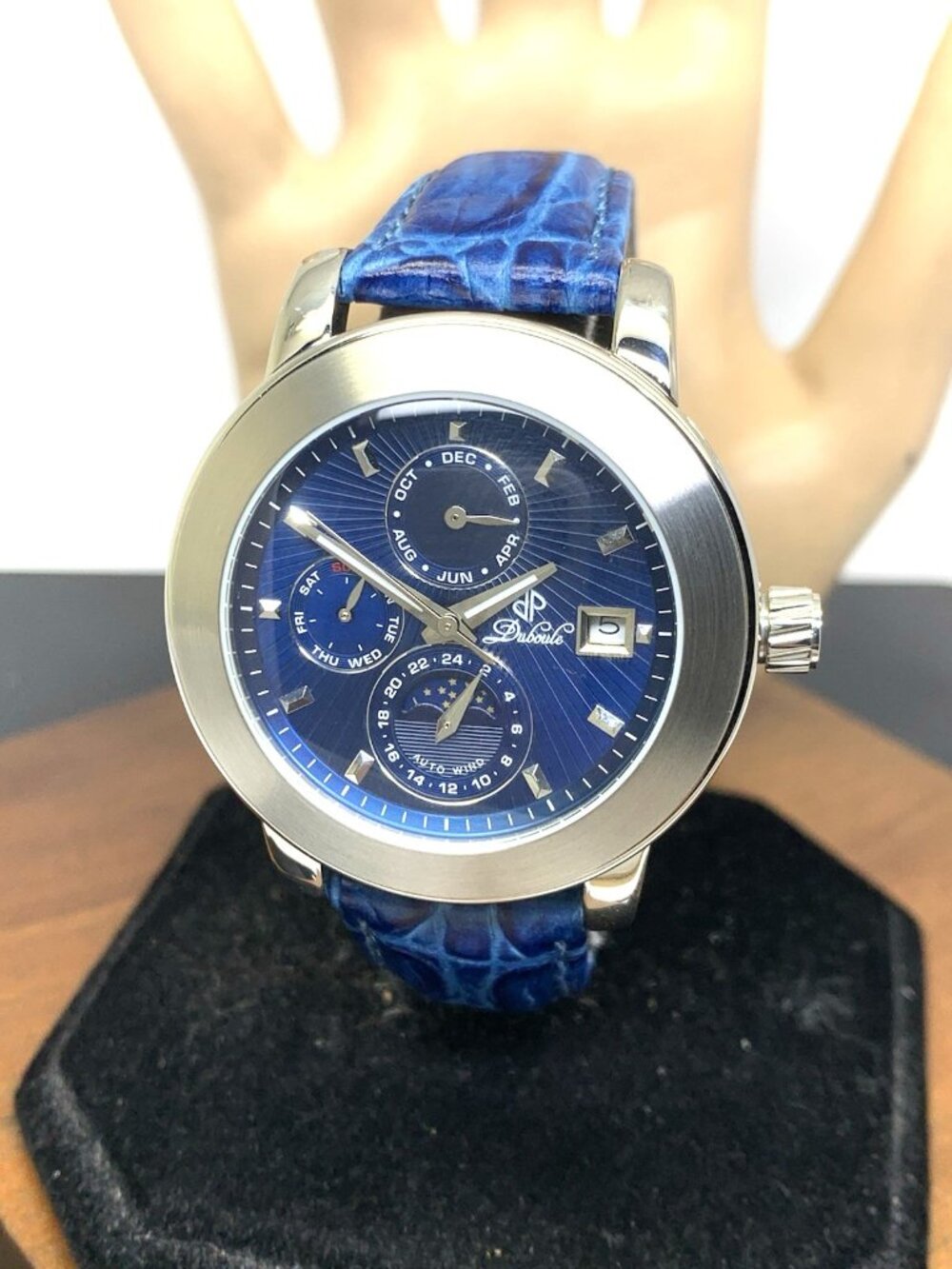 Duboule Men's Watch 2491-2 Automatic Blue Dial Day & Night Triple Calendar 41mm